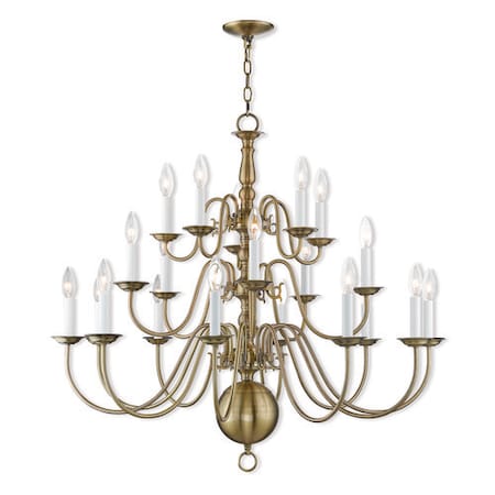 Livex Lighting Williamsburgh 20 Light Antique Brass Foyer Chandelier 5019-01